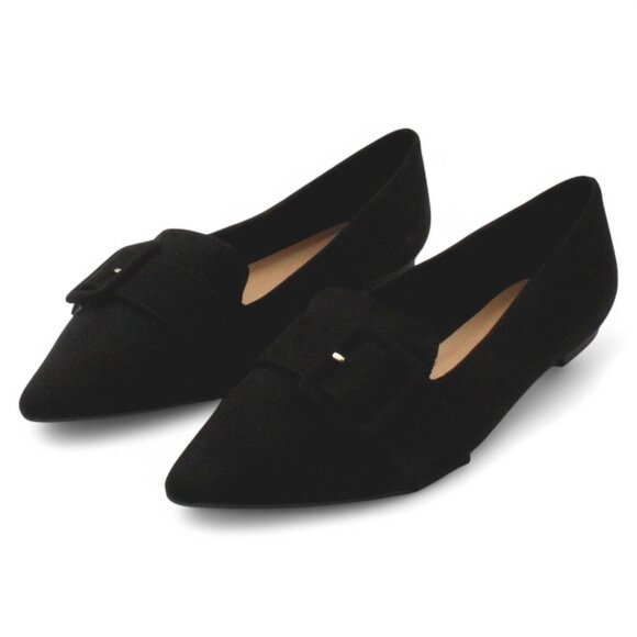 Journee Collection Women's Audrey Buckle Pointed Toe Ballet Flats - Black - Picture 4 of 8